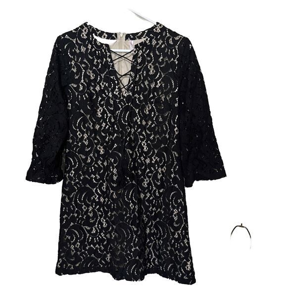 Xhilaration Black Lace Dress Size Small Lace-up Whimsigoth Gothic long sleeve - Picture 1 of 9